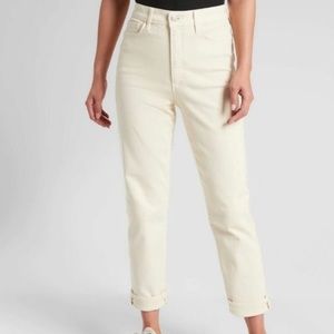 Athleta Pale Yellow Sculptek Flex Straight Leg High Waist Ankle Jeans